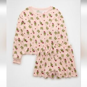 AE NWT Luxe Plush GRINCH Pj Set SIZE M